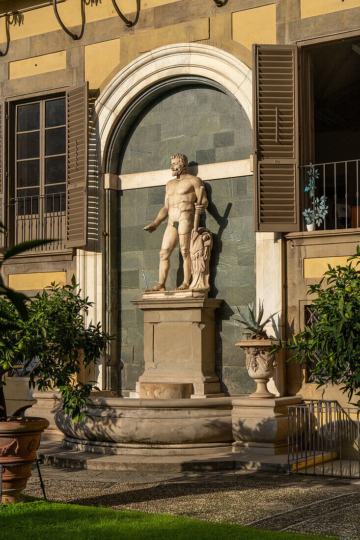 A male statue in the gardens of the Palazzo Medici Riccardi. Florence, Italy.