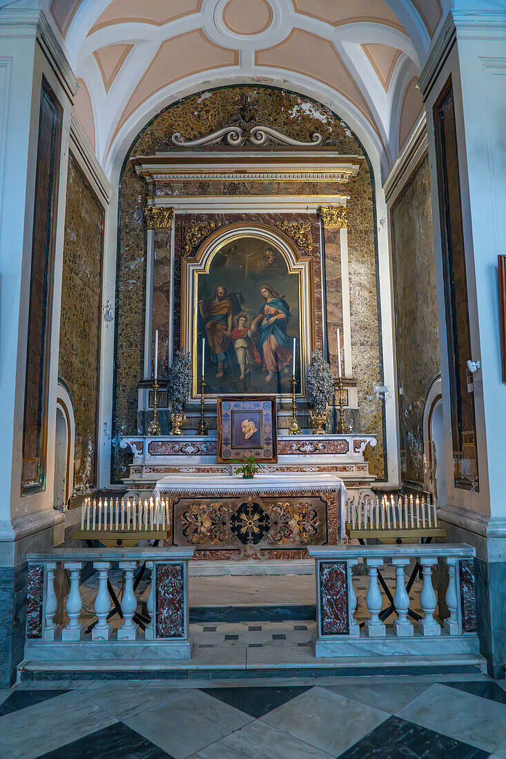 A side chapel in the Cathedral of Saints Philip and James in Sorrento, Italy.