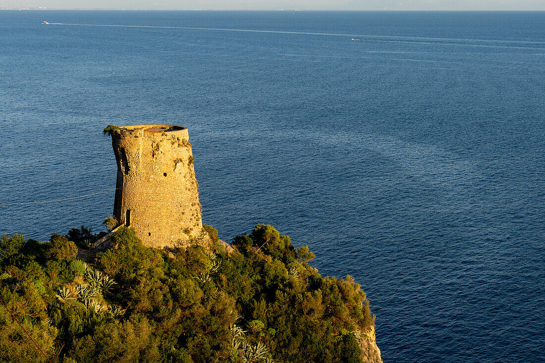 The Asciola tower or Torre a Mare, a medieval Saracen watch tower on the Amalfi Coast at Praiano, Italy.