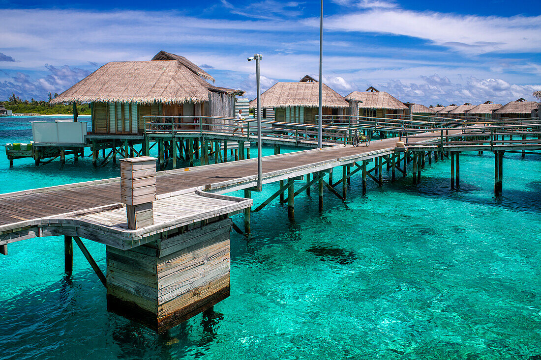 Luxury ower water villas of Six Senses Laamu maldives luxury resort villas, Laamu Atoll region Maldives