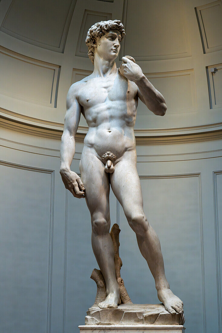 Die originale David-Statue von Michelangelo in der Accademia-Galerie in Florenz, Italien.