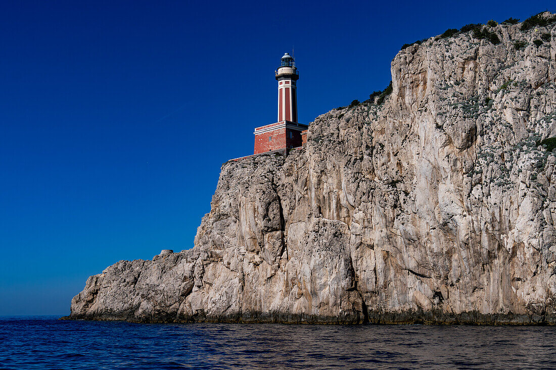 The Punta Carena lighthouse on the southwest tip of the island of Capri, Italy.