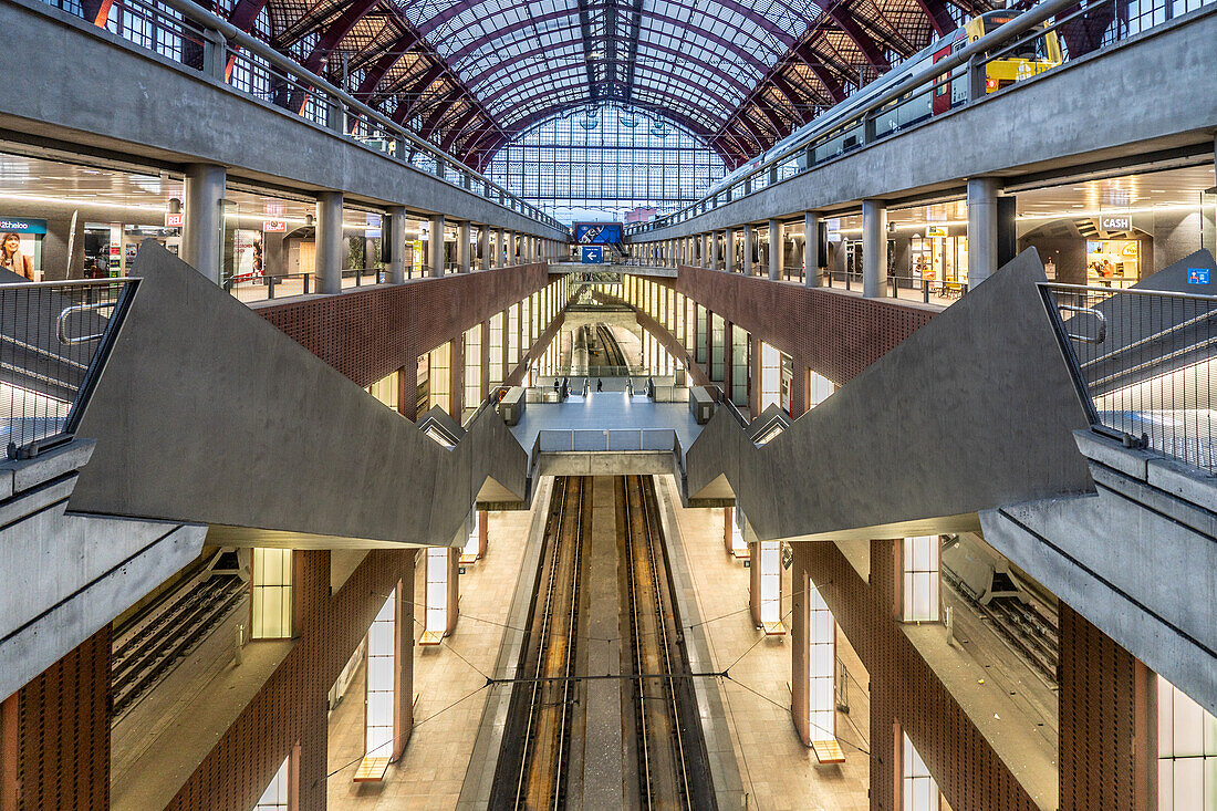 Inside Central train station in Antwerp Belgium