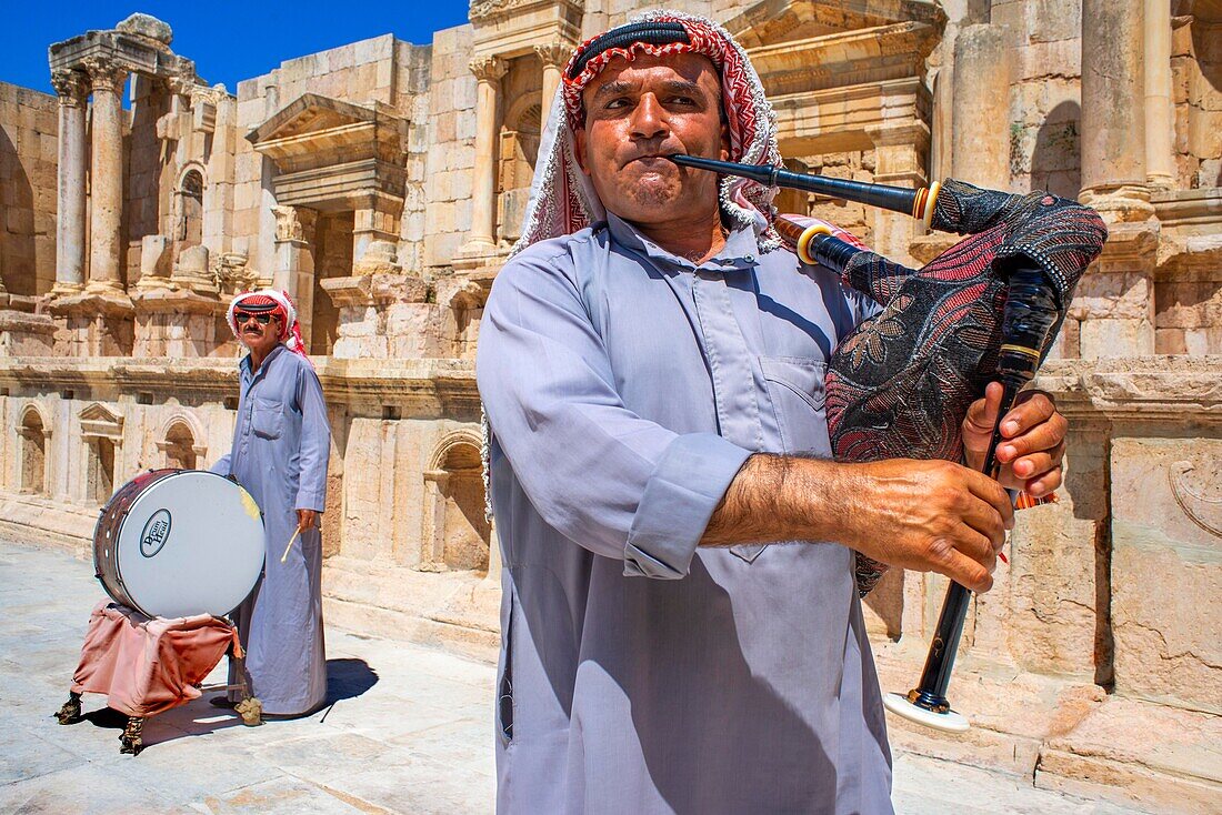 Musikshow auf dem Jerash-Festival in der Nähe von Amman, Jordanien, Naher Osten, Asien