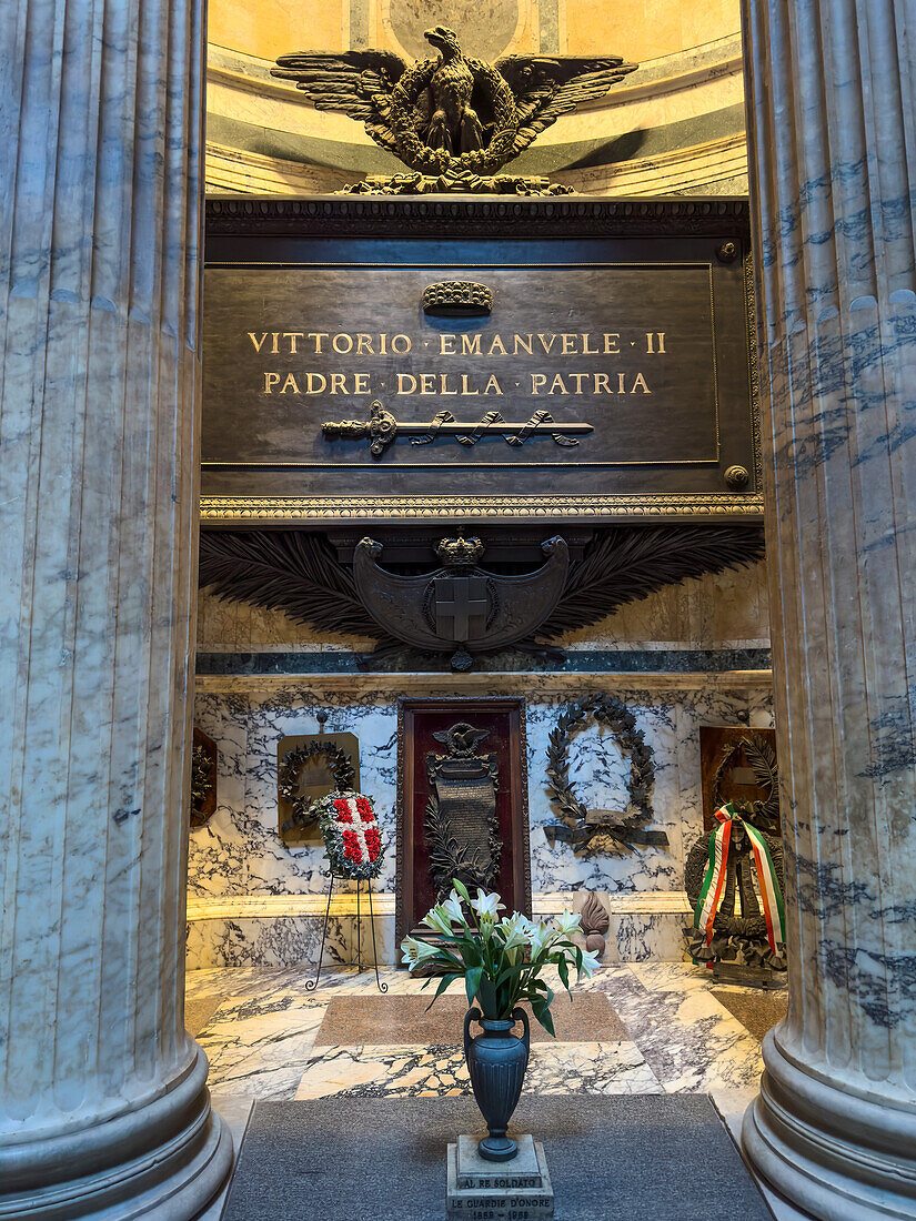 Royal tomb of King Victor Emmanuel II in the Sixth Chapel in the Pantheon in Rome, Italy.