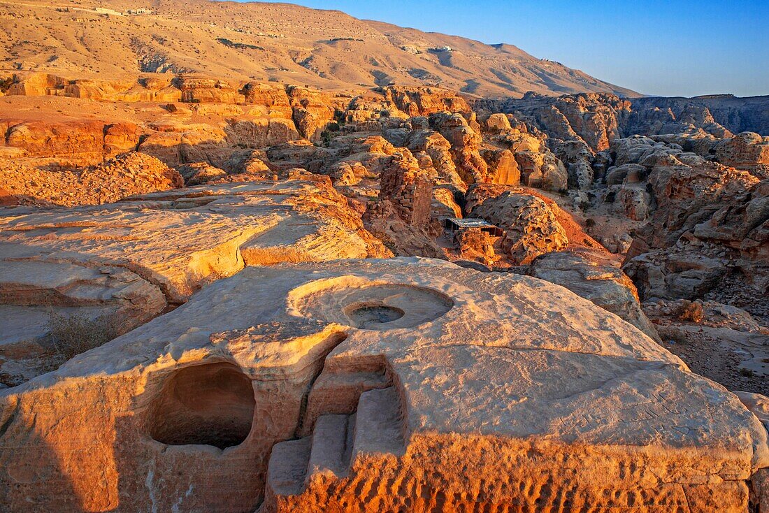 High place of sacrifice, Jabal Al-Khubtha, sacrificial altar, ancient cult site on Petra, Jordan.