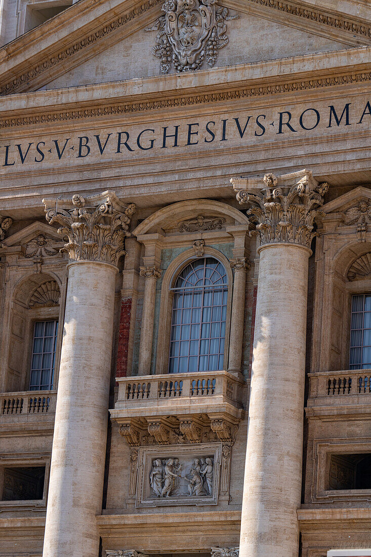 The balcony on of Saint Peter's Basilica in Vatican City in Rome, Italy from which the Pope addresses crowds.