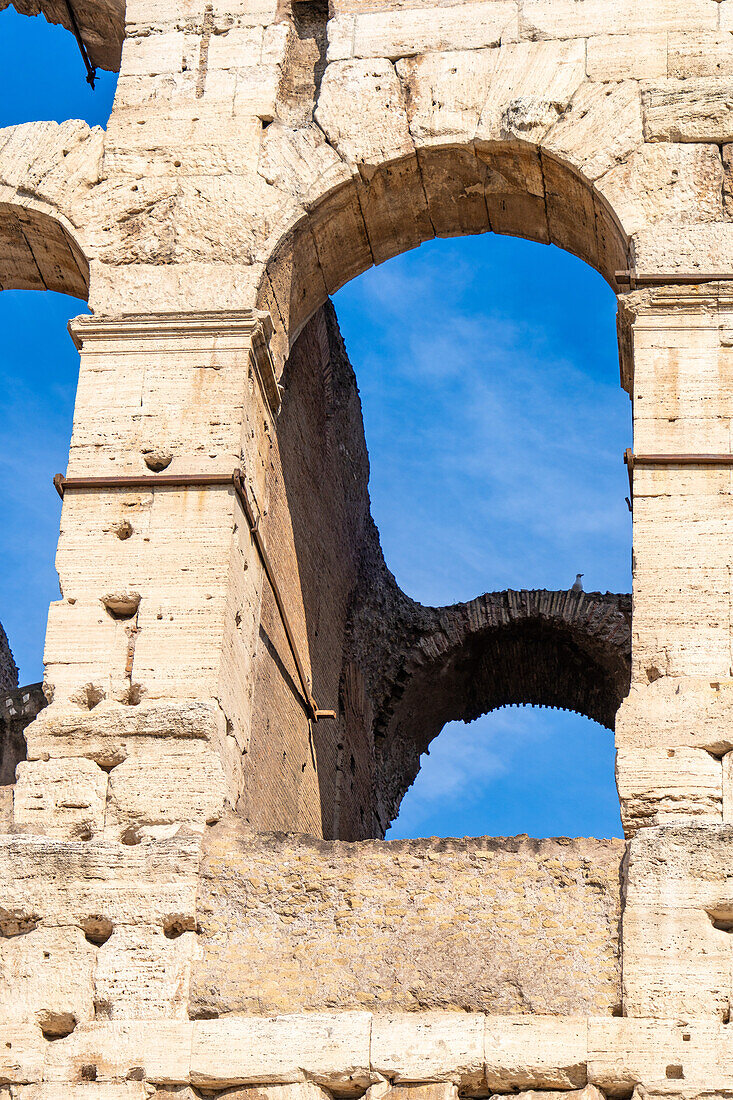 The ancient Roman Colosseum or Flavian Amphitheater in Rome, Italy.