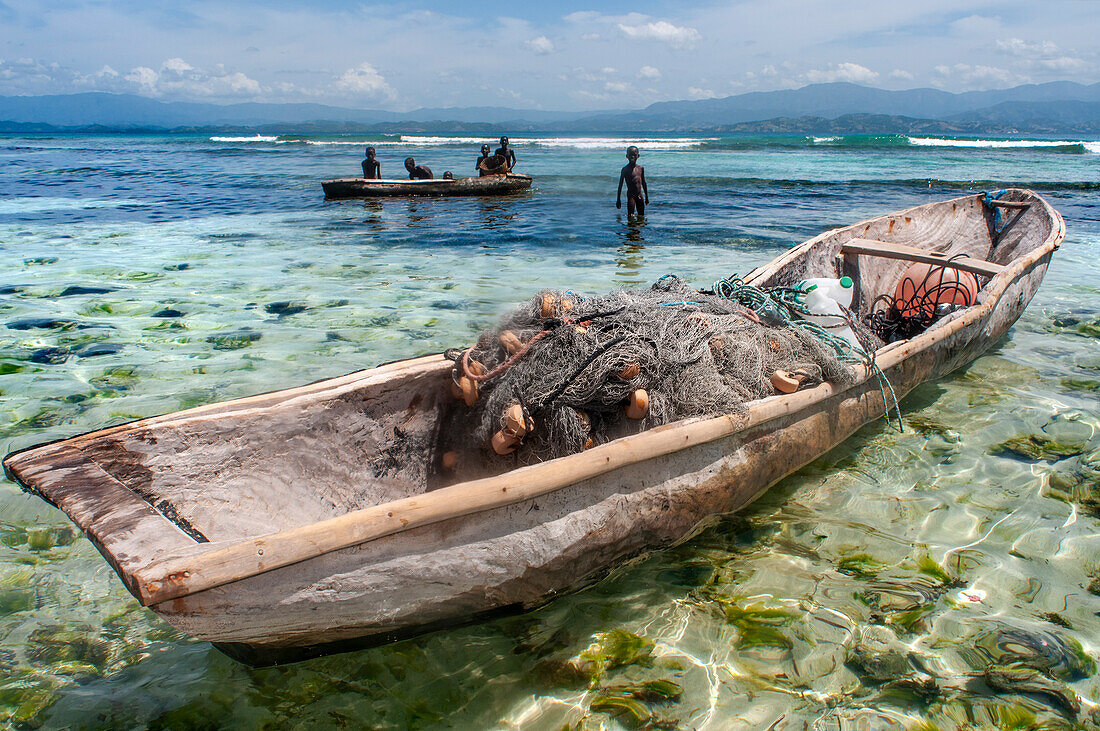 Fischer in Cayes-à-Leau, einer kleinen Fischerinsel nordöstlich von Caye Grand Gosie, Île-à-Vache, Provinz Sud, Haiti