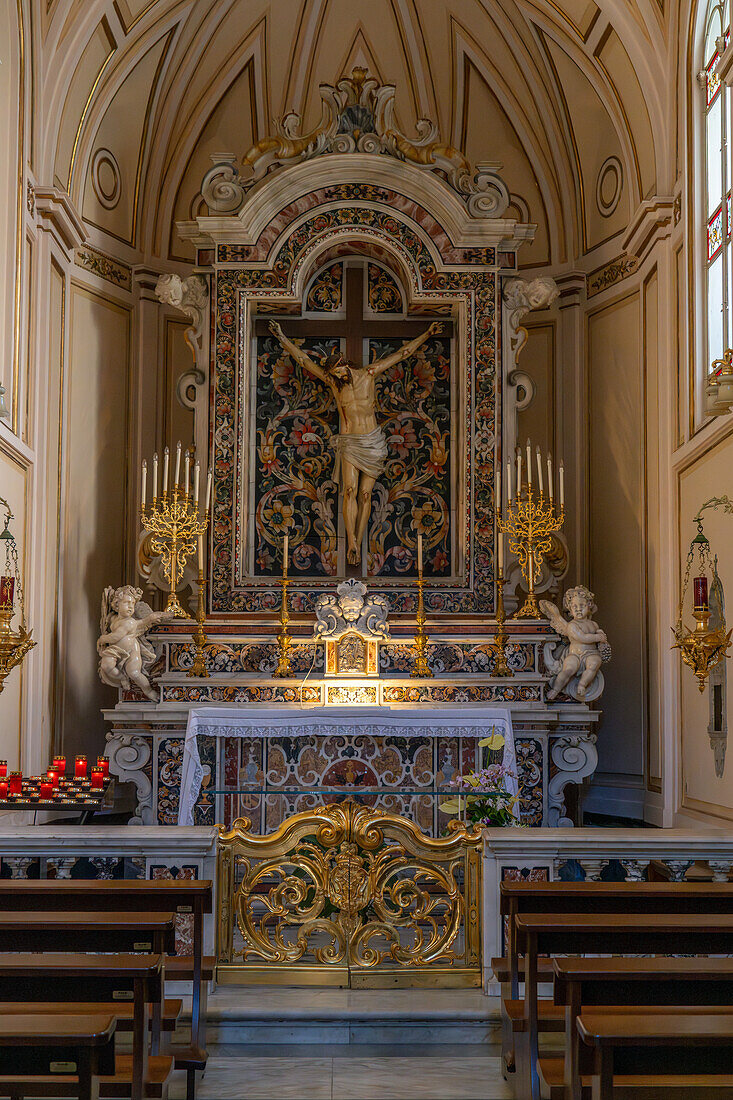 A side chapel in the Cathedral of Saints Philip and James in Sorrento, Italy.