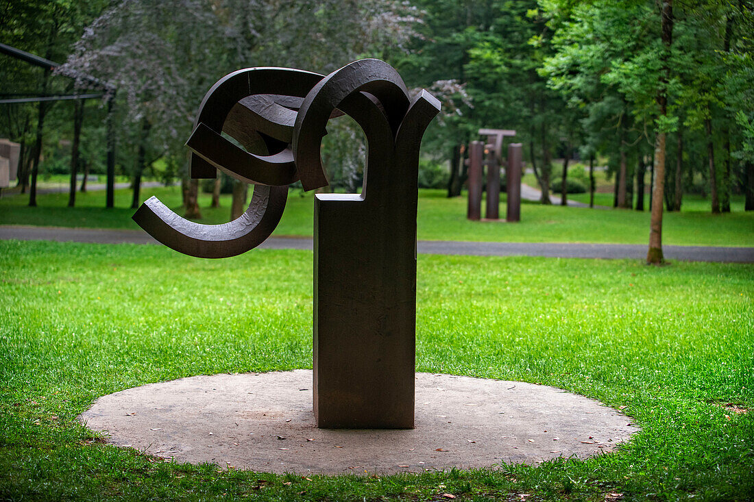 The Chillida-Leku Museum, sculptures in gardens and forests of the Basque sculptor Eduardo Chillida, Hernani, Guipuzcoa, Basque Country, Spain.