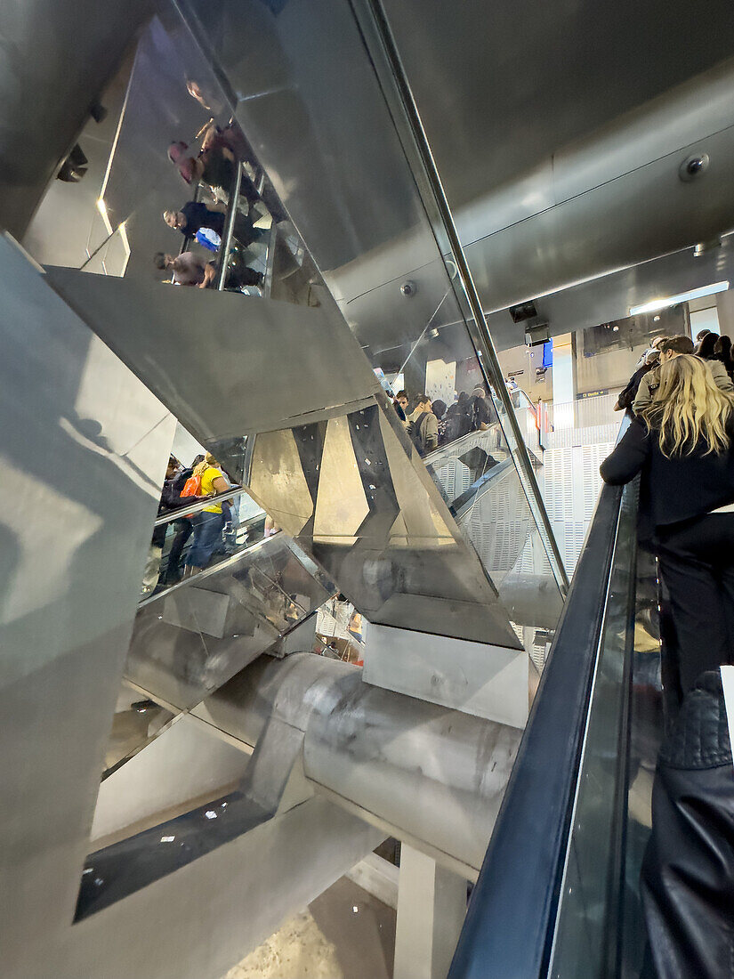 Escalators in the Garibaldi metro station in Naples, Italy.