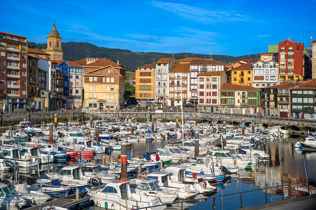 Old town and fishing port of Bermeo in the province of Biscay Basque Country Northern Spain.