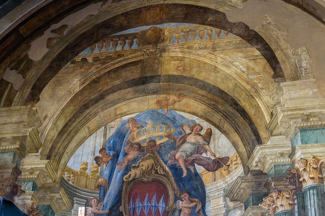 Fresco above the Dominova Seat in historic Sorrento, Italy.