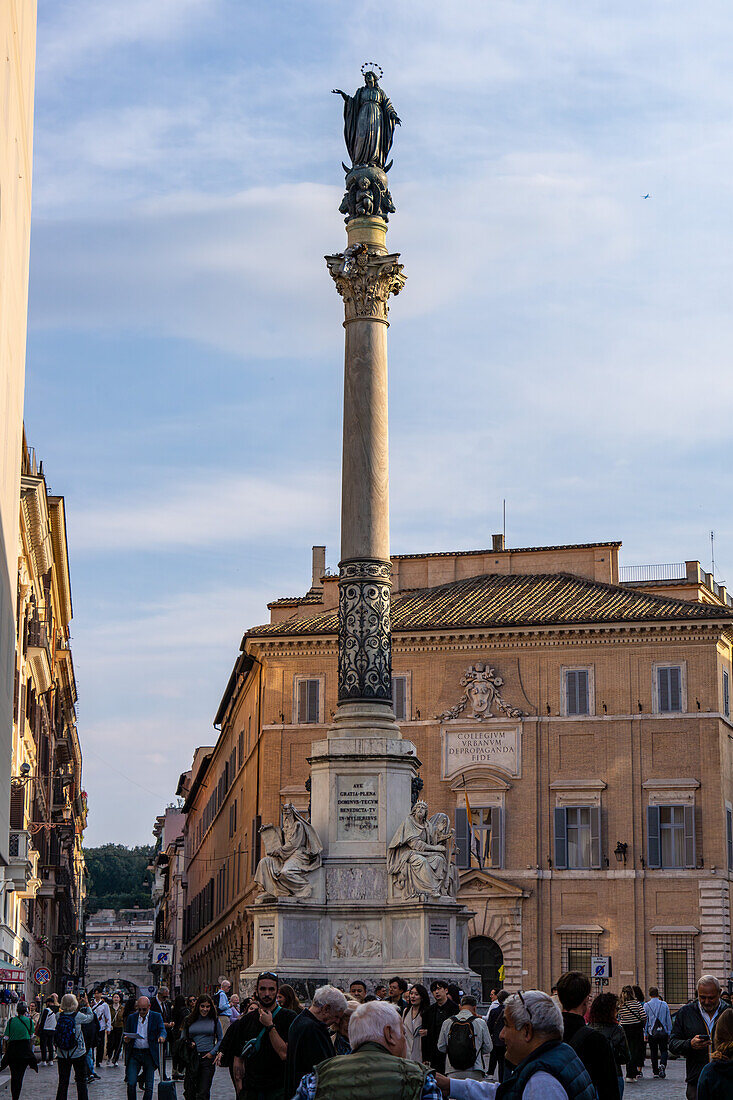 Column of the Immaculate Conception in the Piazza di Spagna in Rome, Italy.