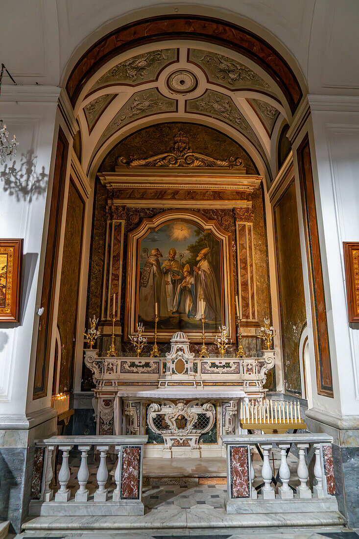 A side chapel in the Cathedral of Saints Philip and James in Sorrento, Italy.