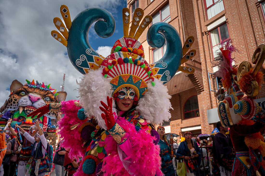 Murgas, individual costumes and majestic floats come together to provide an unforgettable spectacle at the Grand Parade of the Black and White Carnival, held on January 6 in Pasto, Nariño, Colombia.