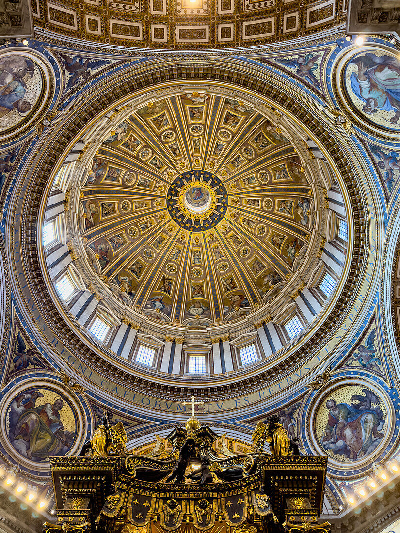 Bilblical mosaics in the cupola of the dome of St. Peter's Basilica, Vatican City, Rome, Italy.