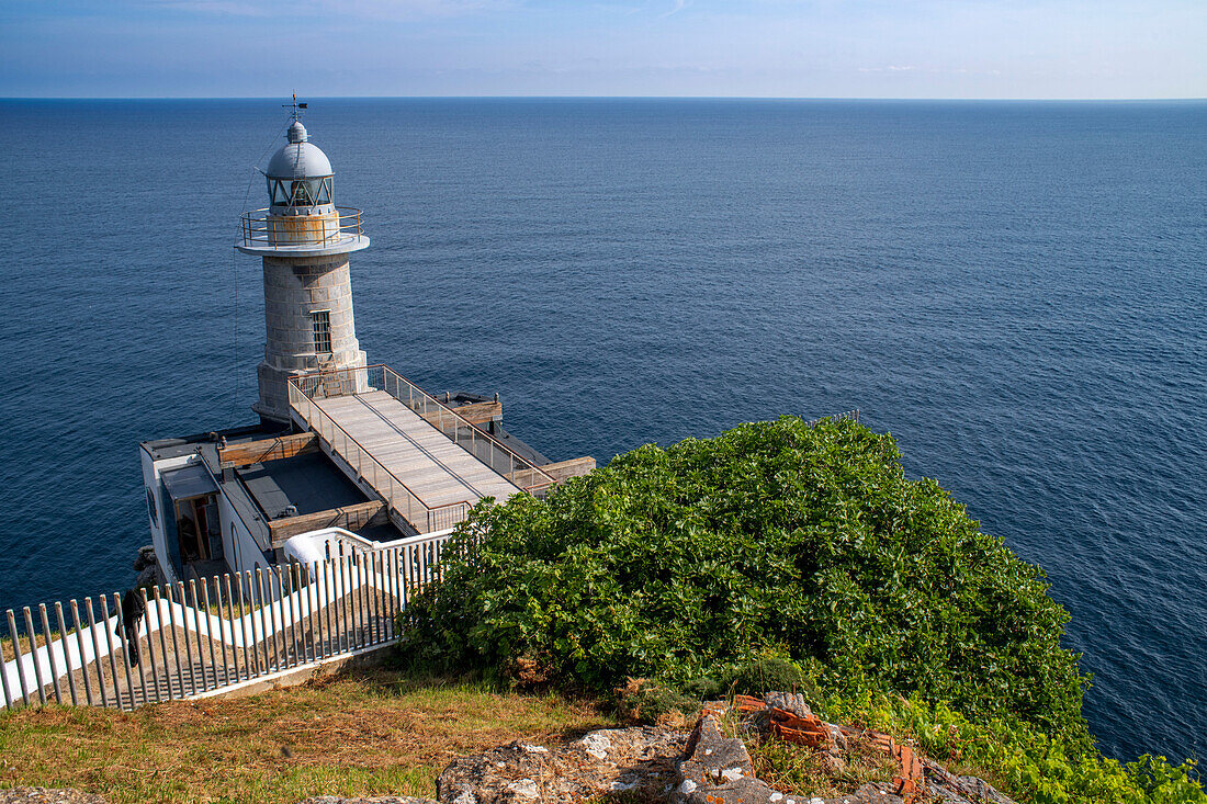 Panoramic aerial view of Santa Catalina lighthouse Santa Katalina in Lekeitio lequeitio, Basque Country, Spain.