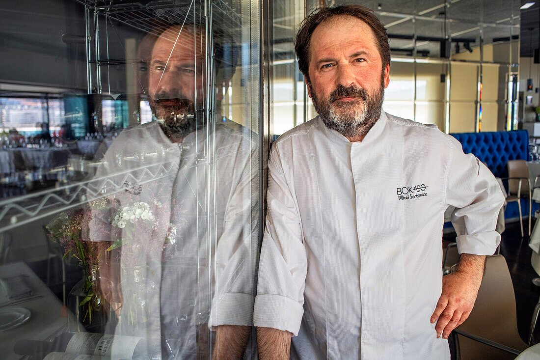 Mikel Santamaria renowned Michelin starry chef on botton of Urgull area. San Sebastian Donostia Historic centre. Guipuzcoa. Basque Country. Spain. Europe