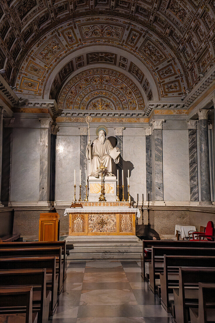 The Chapel of the Saint Benedict in the Basilica of St. Paul Outside the Walls, Rome, Italy.