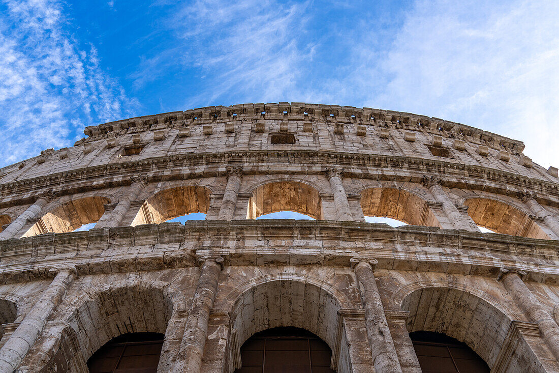 The ancient Roman Colosseum or Flavian Amphitheater in Rome, Italy.