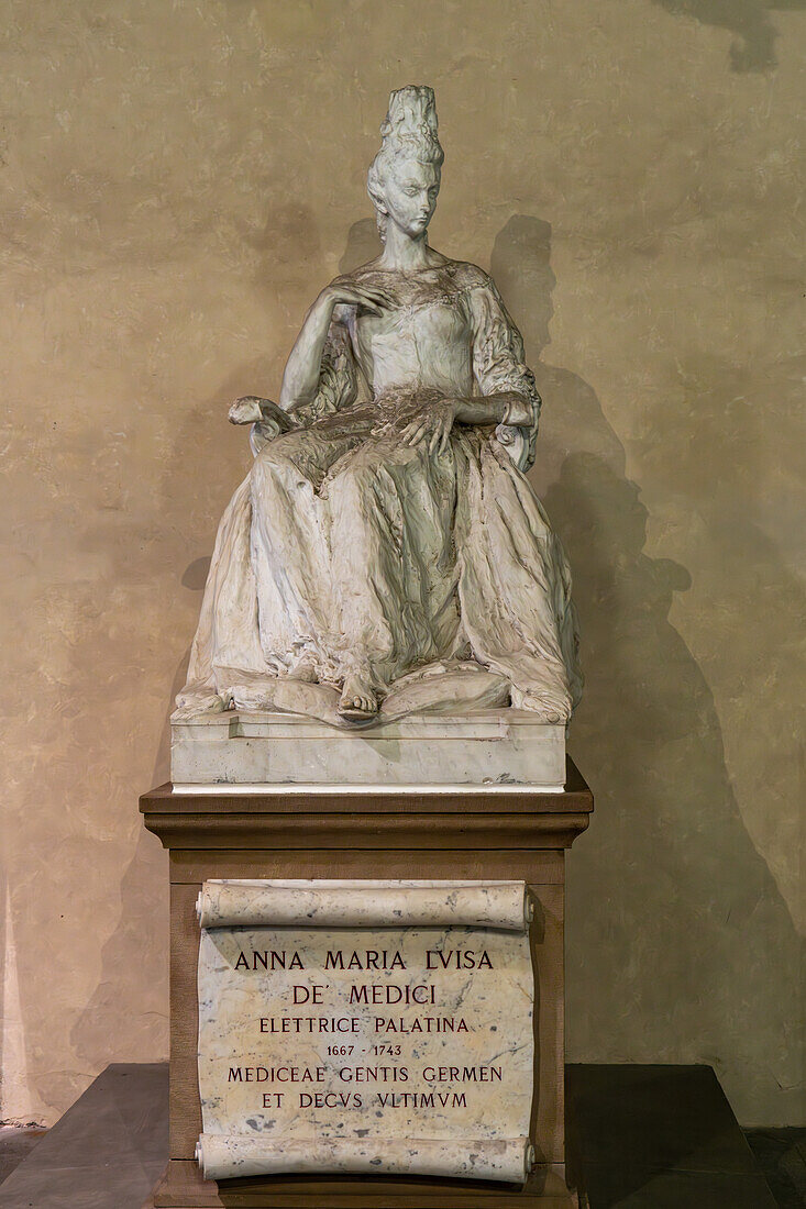 Marble statue of Anna Maria Louisa de' Medici in the Palazzo Vecchio in Florence, Italy.