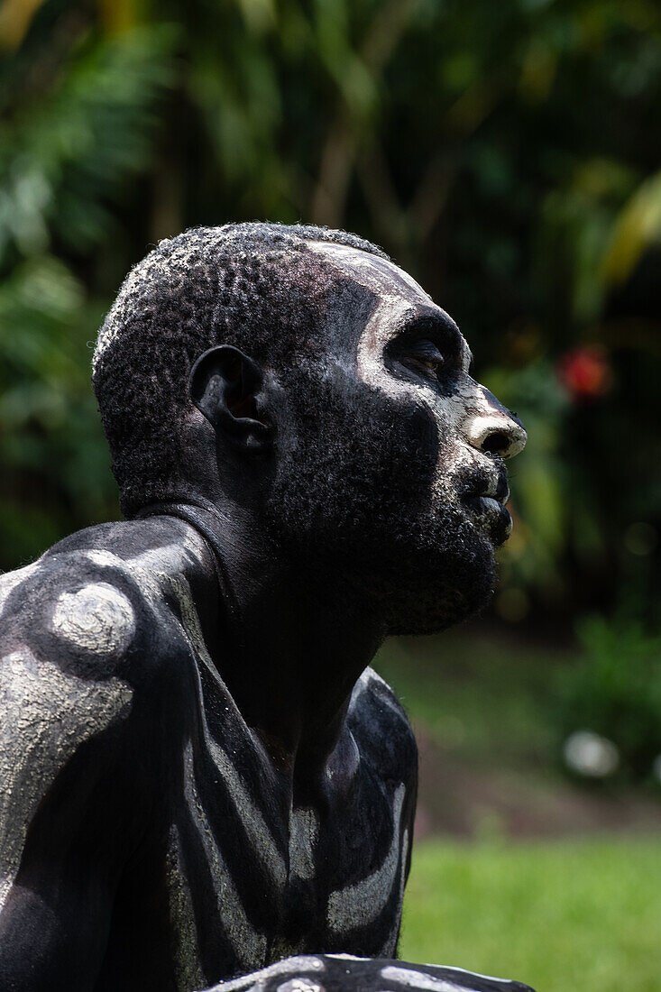 The Skeleton Men from the Omo Bugamo tribe of Papua New Guinea paint their bodies with black and white paint emulating the human skeleton, Chimbu Province, Papua New Guinea