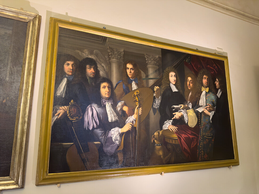 Painting of the court musicians with the Grand Prince Ferdinando de' Medici in the Accademia Gallery in Florence, Italy. By Anton Dominco Gabbiani.