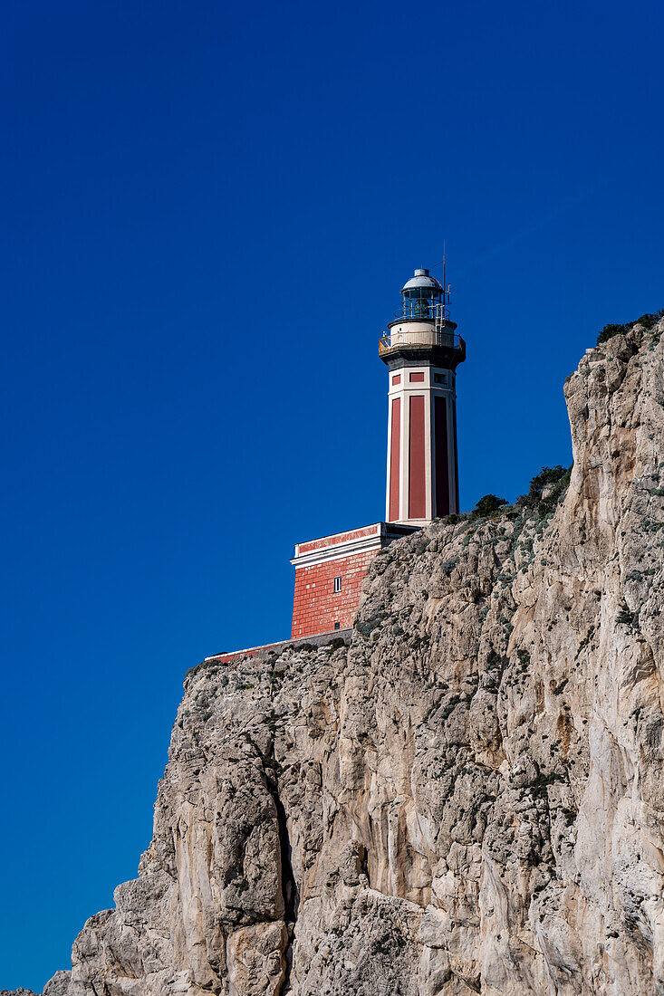 The Punta Carena lighthouse on the southwest tip of the island of Capri, Italy.