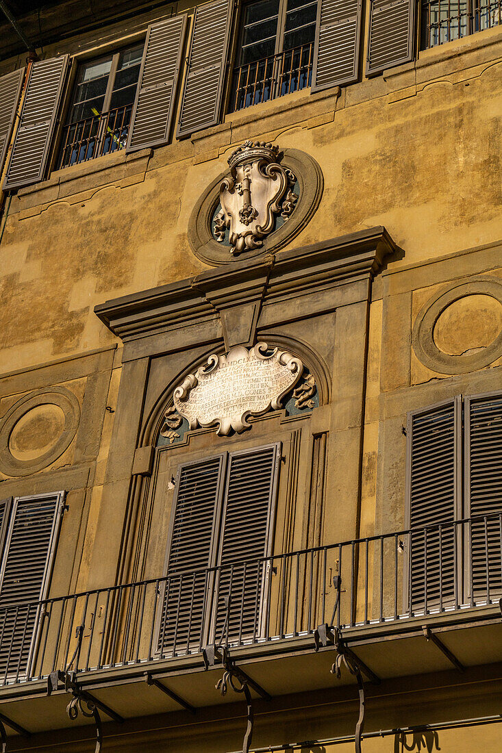 Detail of the exterior of the Palazzo Medici Riccardi facing the gardens. Florence, Italy.