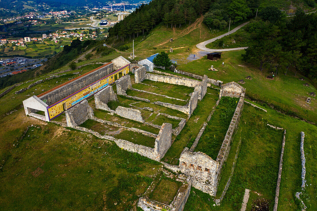 Aerial view of Serantes fortress in the Mount Serantes in Santurce, Bilbao, Vizcaya Bay, Euskadi, Spain