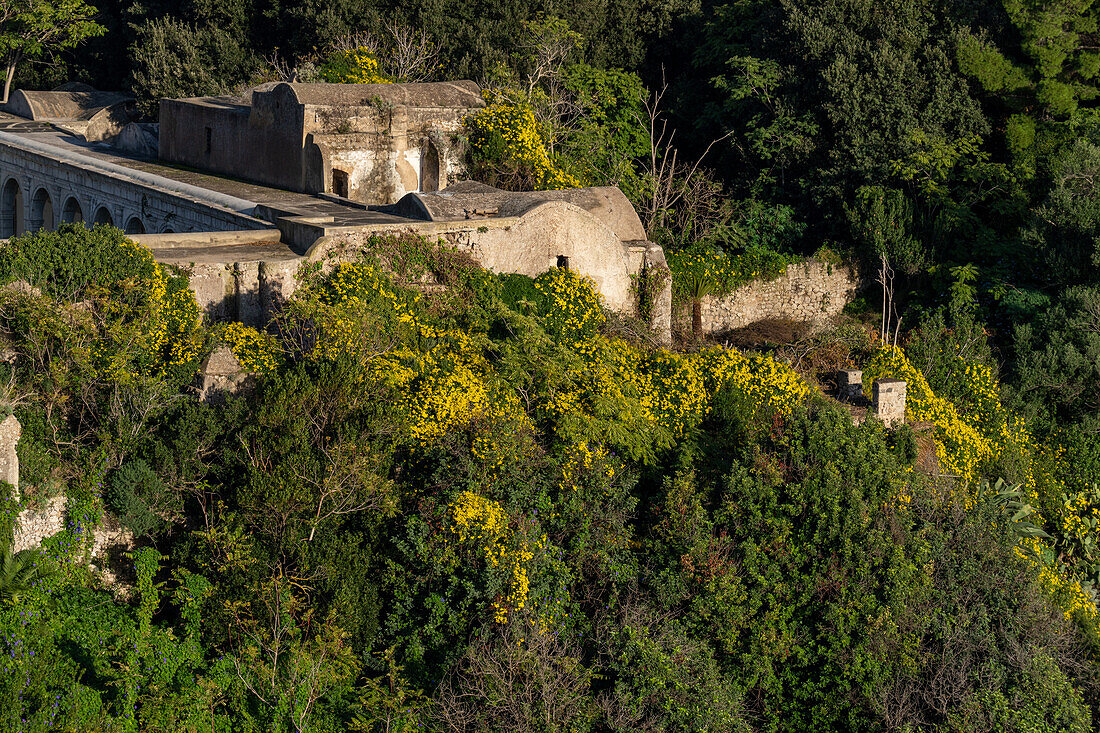 Die Certosa di San Giacomo, ein ehemaliges Kartäuserkloster, heute ein Museum, auf der Insel Capri, Italien.