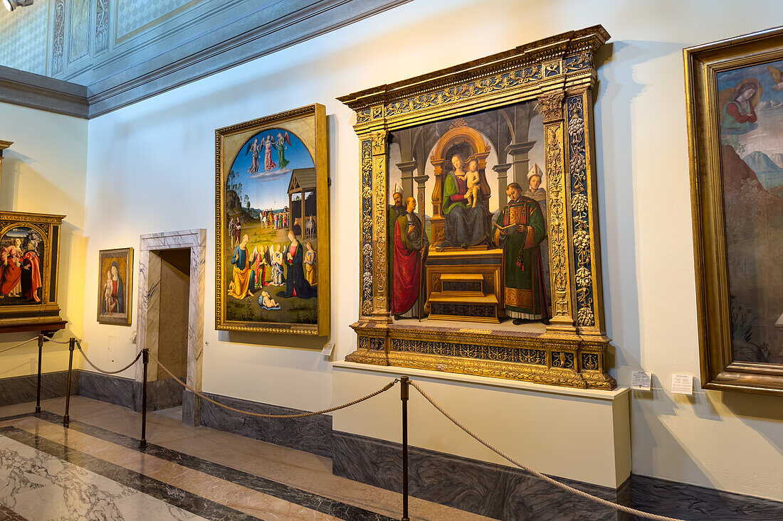 Religious paintings in the Pinacoteca, Vatican Museums, Vatican City, Rome, Italy.