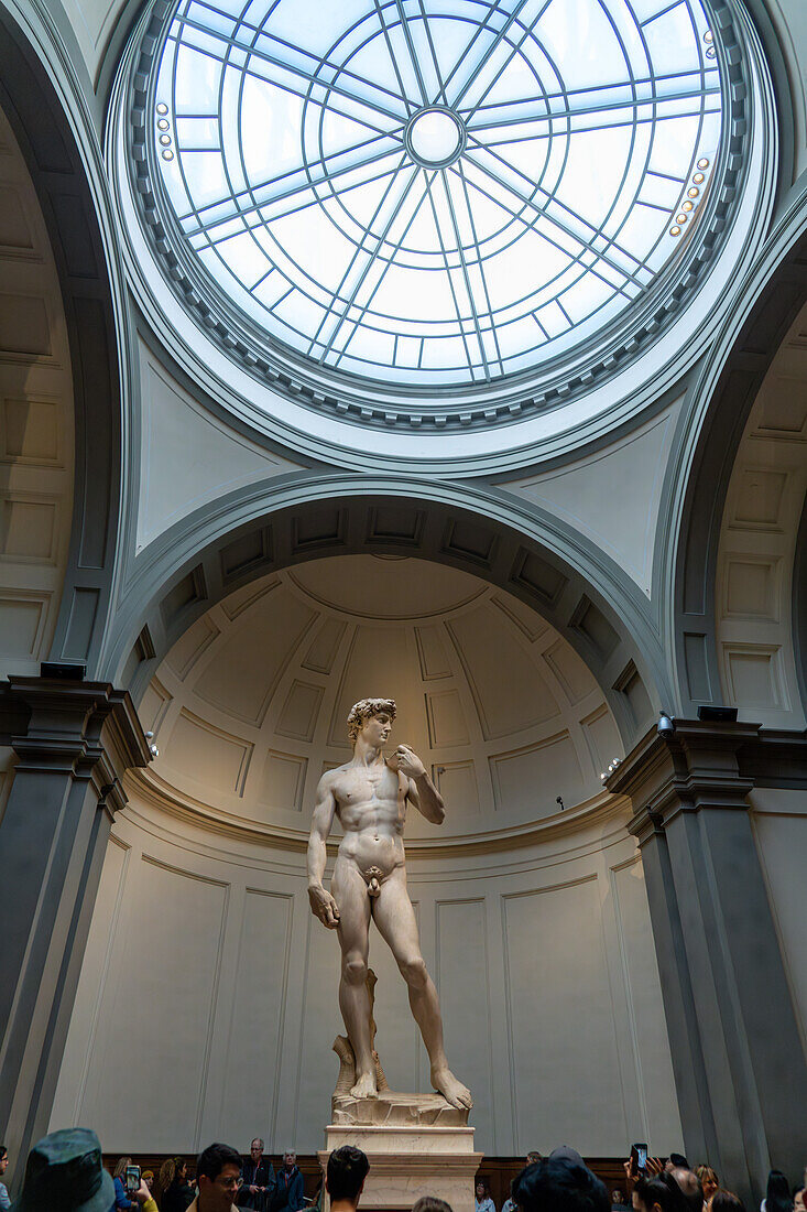 The original David statue by Michelangelo in the Accademia Gallery in Florence, Italy.