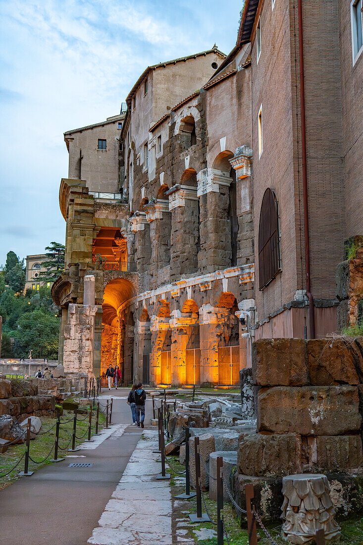 Theater of Marcellus, a Roman ruin at the edge of the former Roman Ghetto. Rome, Italy.