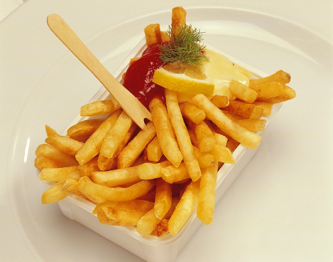 A Bowl of French Fries with Ketchup