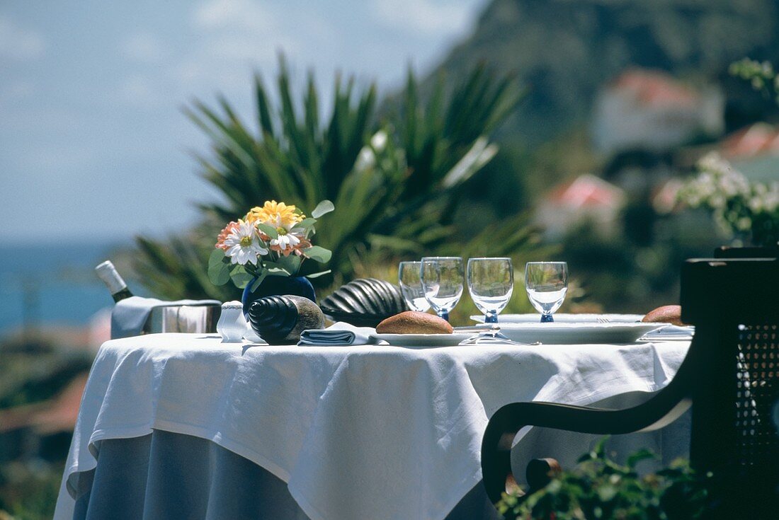 Laid table in open air; Caribbean