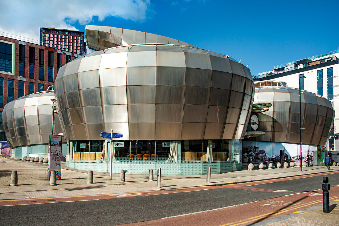 The Hubs, von der Lotterie finanziertes Projekt, ursprünglich Nationales Zentrum für populäre Musik, jetzt Studentenvereinigung der Hallam University, Sheffield, Yorkshire, England