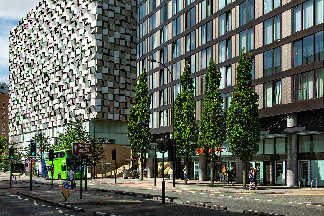 St. Paul's Tower, new apartments and Q-Park Car Park (Cheese Grater), St. Paul's Place, Arundel Gate, Heart of the City, Sheffield, Yorkshire, England