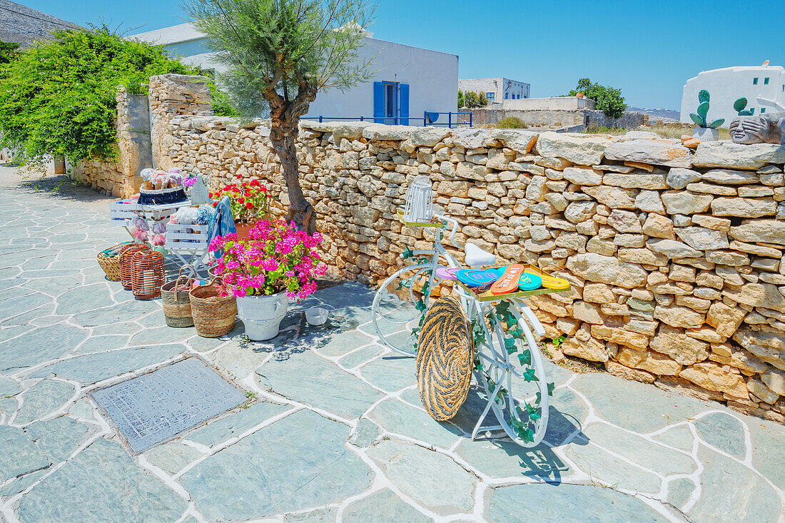 Artwork on display, Chora, Folegandros Island, Cyclades Islands, Greek Islands, Greece, Europe