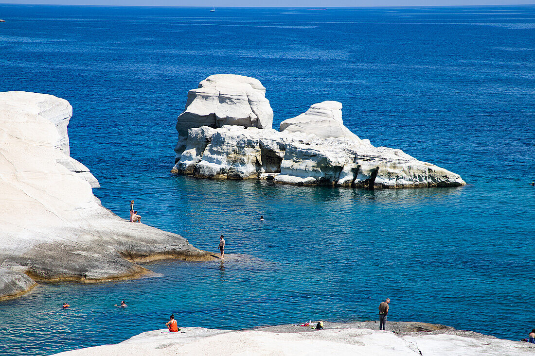 White chalk cliffs in Sarakiniko, Milos island, Cyclades, Greek Islands, Greece