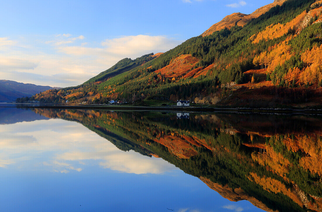 Reflections on Loch Duich, Invershiel, Highlands, Scotland, United Kingdom