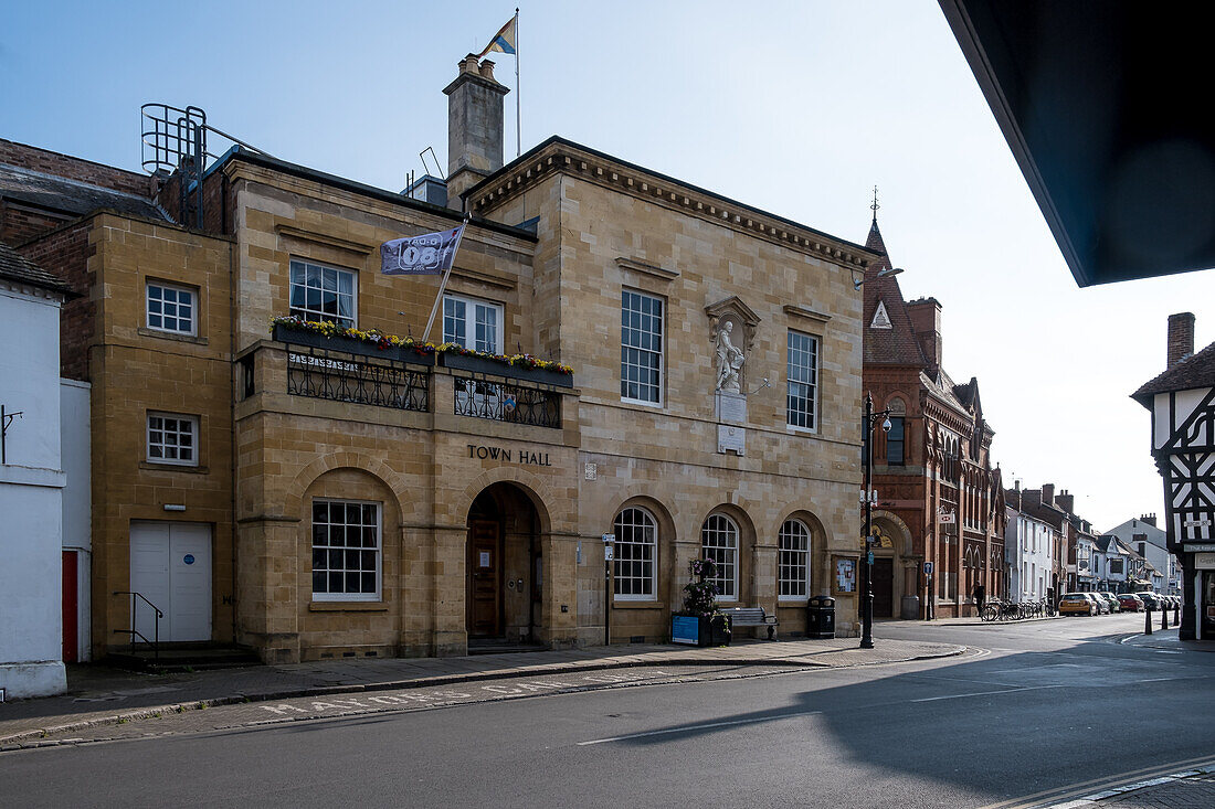 Town Hall and street view, Stratford-upon-Avon, Warwickshire, England, United Kingdom