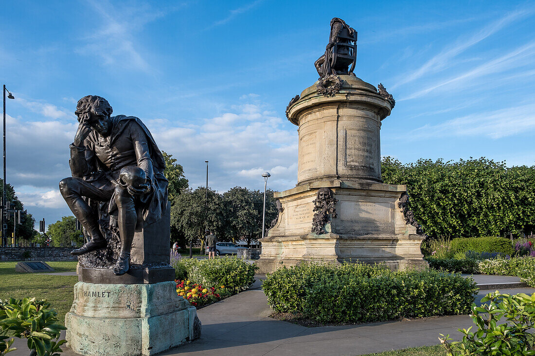 The Gower Memorial to William Shakespeare with characters from his plays, Stratford-upon-Avon, Warwickshire, England, United Kingdom