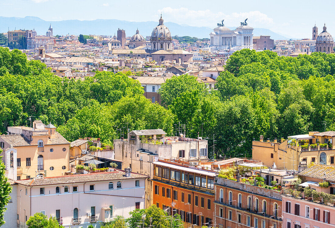 Rome skyline as seen from Gianicolo (Janiculum) Hill, Rome, Lazio, Italy