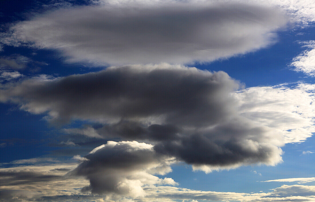 Lenticular cloud formations, Sutherland, Highlands, Scotland, United Kingdom