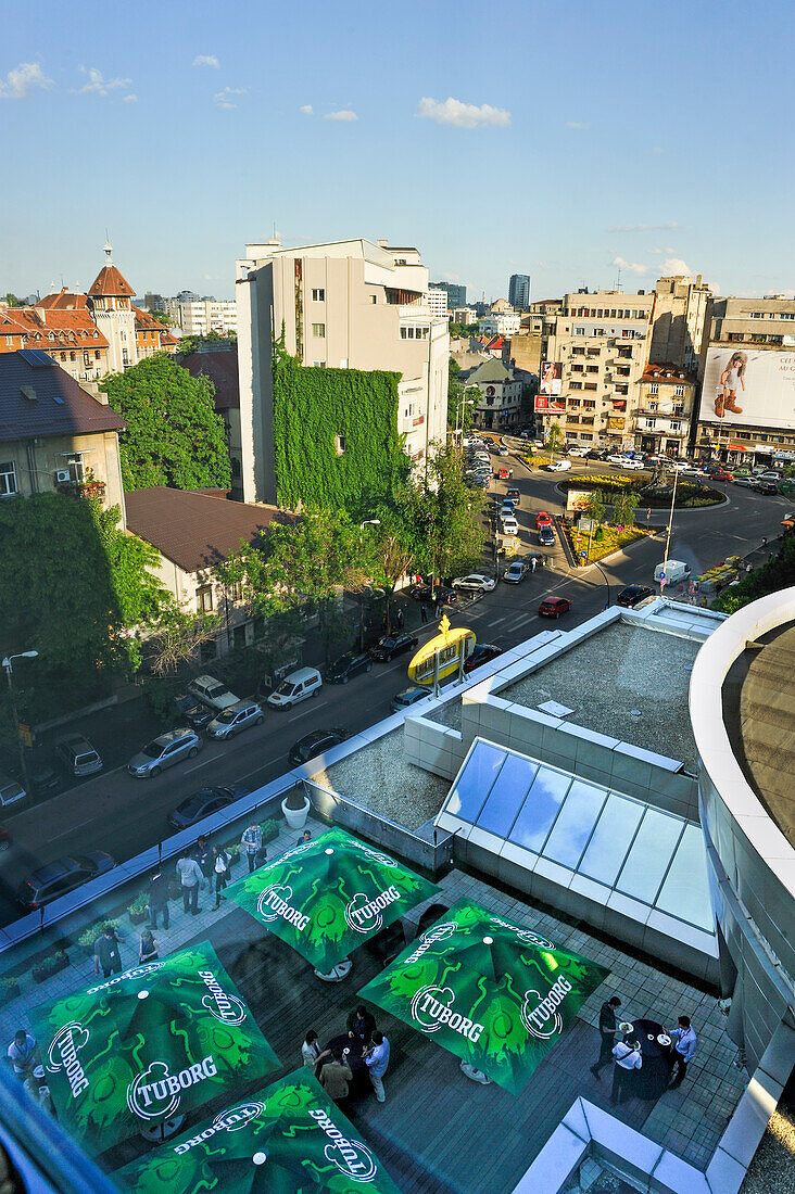 Terrace of the Howard Johnson Grand Plaza hotel, Bucharest, Romania