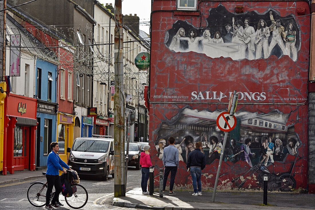 Mural painting at the crossing of Bowling Green and Abbeygate Street Upper, Galway, Connemara, County Galway, Connacht, Republic of Ireland