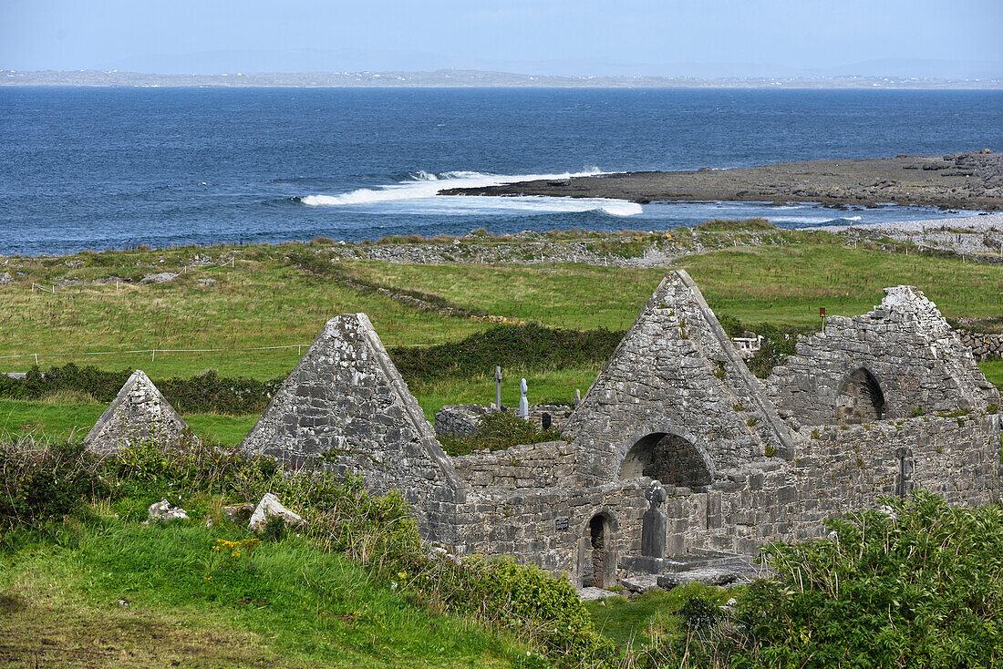 Ruins of Na Seacht dTeampaill (the Seven Churches), Inishmore, largest Aran Islands, Galway Bay, County Galway, Connacht, Republic of Ireland